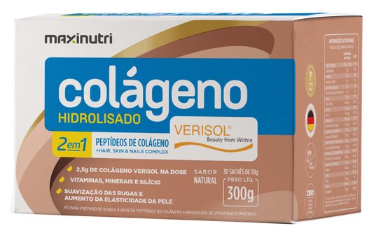 Colágeno 2 em 1 Verisol Maxinutri 30 Saches Sabor Natural
