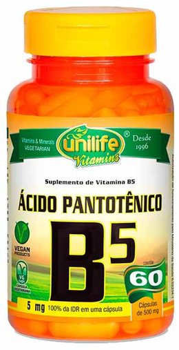 Ácido Pantotênico Vitamina B5  60 Cápsulas 500mg - Unilife
