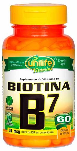 Biotina Vitamina B7 60 Cápsulas 500Mg - Unilife