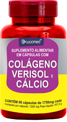 Colágeno Verisol + Cálcio 1750mg 90 cápsulas Luciomed