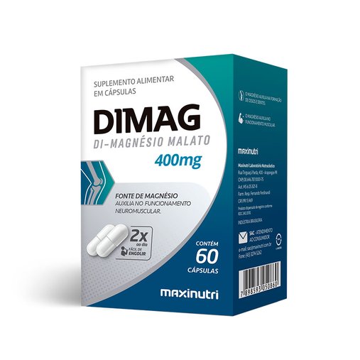 Dimag Di-malato de Magnésio 60 cápsulas de 400mg - Maxinutri