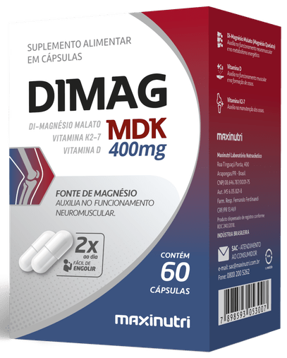 Dimag Mdk Di-Malato + Vitamina K2 + Vitamina D 60 Cápsulas 400Mg Maxinutri
