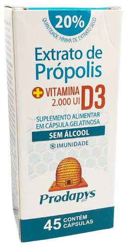 Extrato de Própolis 50mg +  Vitamina D3 2000UI 45 cápsulas Prodapys