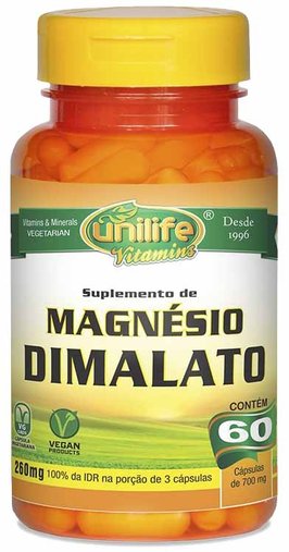 Magnésio Dimalato  60 cápsulas 260mg - Unilife