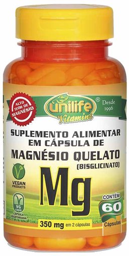 Magnésio Quelato Mg 60 Cápsulas 350Mg (Em Duas Cápsulas) - Unilife