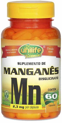 Manganês Mn 60 cápsulas 500mg - Unilife