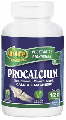 Procalcium Cálcio E Magnésio 120 Cápsulas 950Mg - Unilife