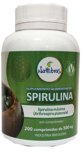 Spirulina Máxima (Arthrospira platensis) Nattubras 500mg 200 Comprimidos