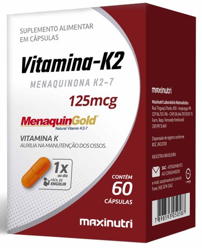Vitamina K2 Menaquinona K2-7 60 cápsulas 125 mg Maxinutri